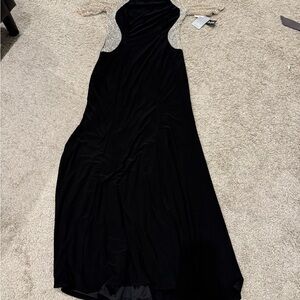 Xscape Black Backless Dress with Silver Accents